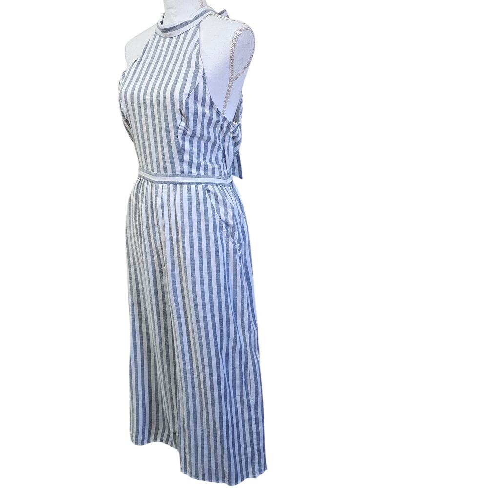 American Eagle Striped Wide Leg Jumpsuit Halter Open Back Size M - Picture 3 of 8